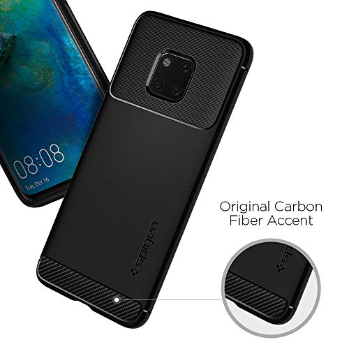 Spigen Funda Rugged Armor Compatible con Huawei Mate 20 Pro, Absorción de Choque Resistente y diseño de Fibra de Carbono - Negro