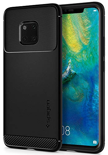 Spigen Funda Rugged Armor Compatible con Huawei Mate 20 Pro, Absorción de Choque Resistente y diseño de Fibra de Carbono - Negro