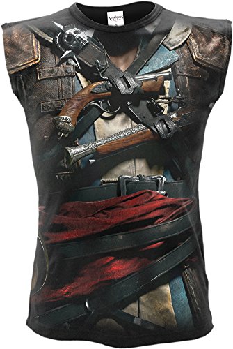 Spiral - Assassins Creed IV Black Flag - Allover Licensed Sleeveless T-Shirt Bla