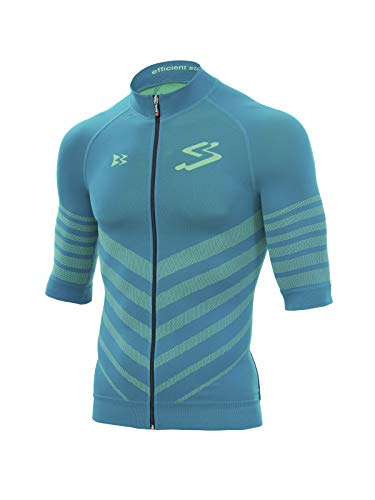 Spiuk Maillot M/C BIOMECHANIC Unisex Petroleo/Fluor T. XS/S, Adultos