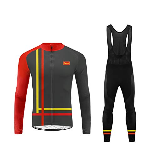 Sports Wear Bike Wear Ciclismo Maillot Hombres Jersey + Pantalones Largos Culote Mangas Largas de Ciclismo Conjunto de Ropa Maillot Entretiempo para Deportes al Aire Libre Ciclo Bicicleta