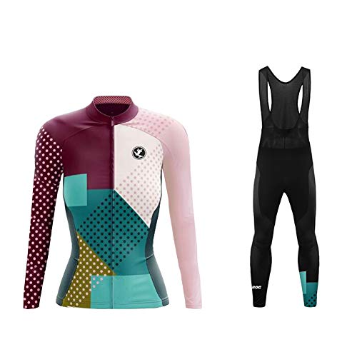 Sports Wear Conjunto Ciclismo Moda Mujer Invierno Fleece 20D Cojín Pantalones Larga Thermo Lana Malliot de Ciclismo Ropa de Ciclista Bodies Anti-frío FAXBNMujer02