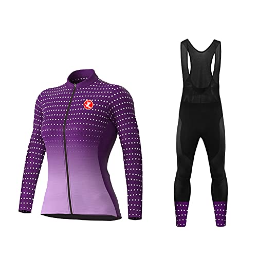 Sports Wear Ropa Ciclismo Otoño/Invierno/Mujer - Cicicleta de montaña Ciclismo Maillot MTB de Manga Larga y Culotte Pantalones Acolchado 3D Sets