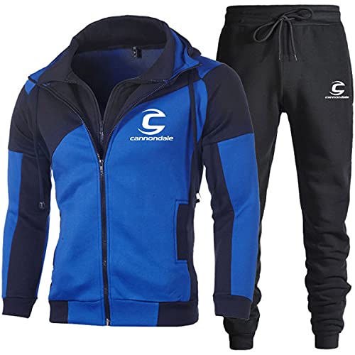 SPORTYLH Can-n_ondale - Chaqueta de punto de algodón con cremallera doble para hombre, con capucha y pantalones deportivos, color azul, 1, XL