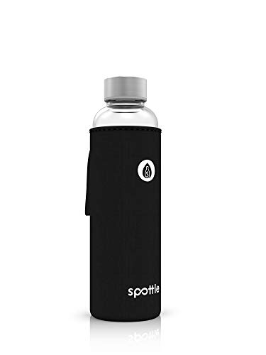 spottle® Funda de Neopreno para Superficies de Cristal de 550, 750 o 1000ml, Fabricada en Neopreno ecológico (Negro, 1000ml)