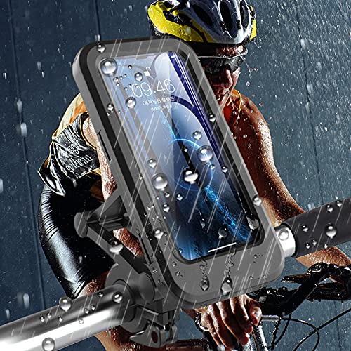 SPRIME Soporte movil Bicicleta Moto Impermeable Porta movil Bicicleta,rotación 360,Pantalla táctil Soporte movil Bici,Accesorios Bicicleta e Moto para Todos los teléfonos Inteligentes Dentro de 6.8"