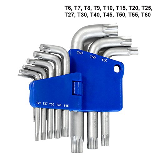 S&R LLAVES TORX Juego de 15 llaves allen Torx cortas hexagonales EXTRA RESISTENTES TX6-TX60. Llaves non perforadas.