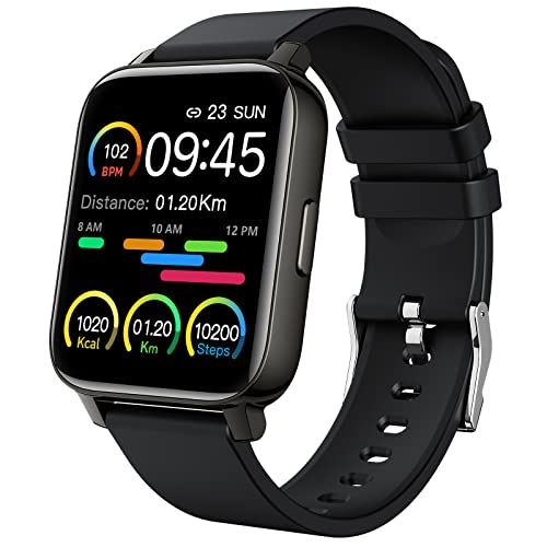 Srichpk Smartwatch, 1.69” Reloj Inteligente Hombre Mujer, Bateria Larga Duracion Smartwatch Hombre con Pulsómetro Monitor de Sueño Monitores Actividad Cronómetros Calorías Podómetro para Android iOS