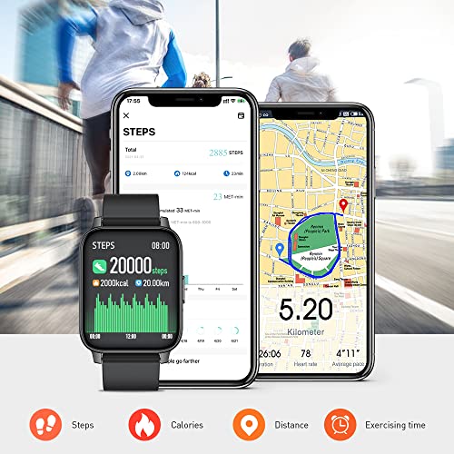 Srichpk Smartwatch, 1.69” Reloj Inteligente Hombre Mujer, Bateria Larga Duracion Smartwatch Hombre con Pulsómetro Monitor de Sueño Monitores Actividad Cronómetros Calorías Podómetro para Android iOS