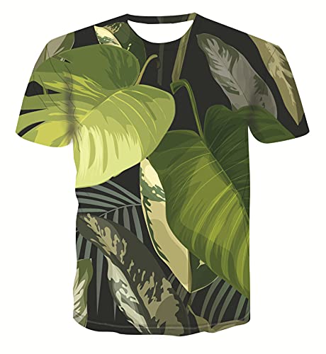 SSBZYES Camiseta De Verano para Hombre Camiseta De Manga Corta Camiseta De Gran Tamaño Camiseta De Cuello Redondo Camiseta con Estampado De Hojas Verdes Camiseta De Fondo Camisa De Manga Corta Suelta