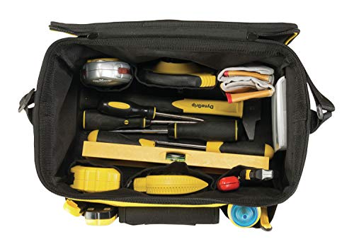 STANLEY STST1-73615 Bolsa Profunda para herramientas, Tapa plana (34cm), Múltiples bolsillos, Poliéster, Negro/Amarillo