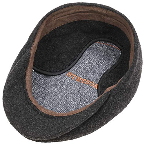 Stetson Gorra Plana con Orejeras Kent Wool, Hombre Gorra chata con Cachemira - otoño/Invierno - Gorra con Visera Antracita L (58-59 cm)