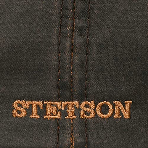 Stetson Gorra Plana Hatteras Old Cotton, Mujer/Hombre - Gorra Newsboy con protección UV 40 - Impermeable - Boina con algodón - Verano/Invierno marrón S (54-55 cm)