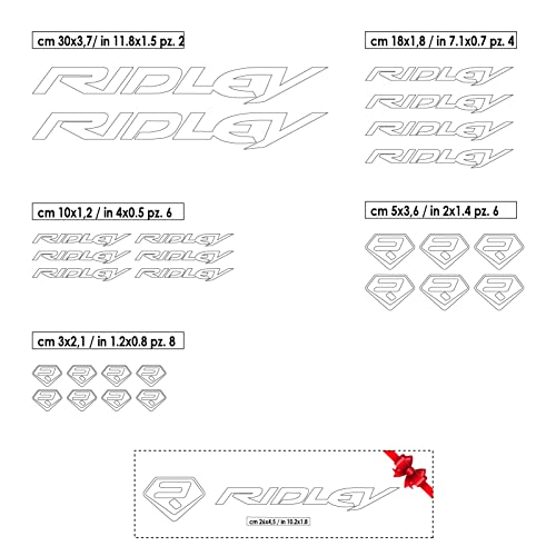 Sticker Mimo Pegatinas compatibles con Ridley Kit 1 Accesorios para Bici MTB Tuning, Calcomanías Bicicleta Passion Bike (Plata)