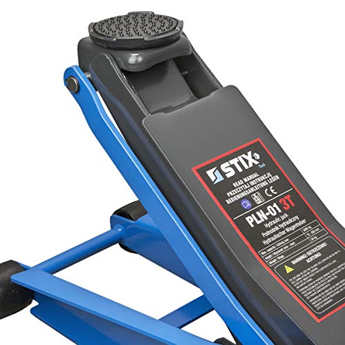 STIX Automotive Equipment Gato hidráulico con ruedas para 3 toneladas, 75 mm – 505 mm con doble pistón