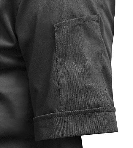 strongAnt® - Chaqueta Cocinero de Manga Corta. Uniforme de Chef Hombre. Ropa de Cocina - Estilo Delgado, Ajuste Delgado - Hecho en EU - Noir M