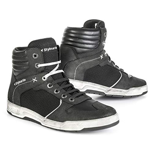 Styl Martin Moto Guantes Atom Zapatillas Malla Negro con protectores de tobillo tamaño 43