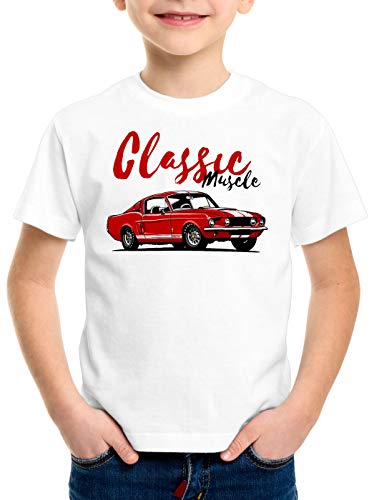 style3 Classic Muscle Car Camiseta para Niños T-Shirt Eleanor Mustang USA v8 gt500, Talla:152