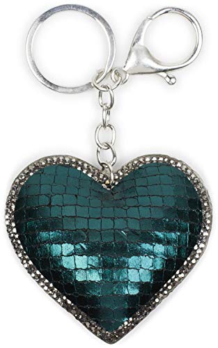 styleBREAKER Llavero de corazón de Mujer con estrás, metálico, mosquetón, Anillo de fijación 05050071, Color:Verde Oscuro