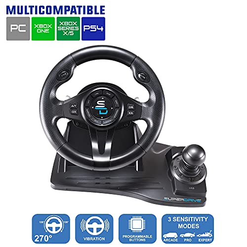 Subsonic - Superdrive, Volante De Carreras Gs550 Con Pedales, Paletas, Palanca De Cambios Y Vibración Para Xbox Serie X/S, Ps4, Xbox One, Pc (Programable Para Todos Los Juegos), Xbox Series X