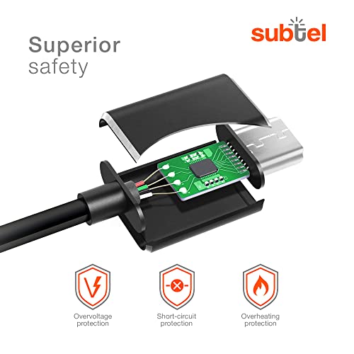 subtel® Cargador de Coche 1.1m 1A / 1000mA Compatible con TAHUNA Teasi One4, One3, One 2, One Classic, Core, Pro Pulse, 5V Cable de Carga Mini USB 12V / 24V