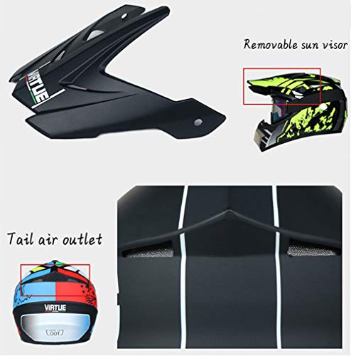 Suciedad casco de la motocicleta ATV SUV casco de la Casco + gafas + guantes de la bici de descenso Off-Road bicicleta de montaña casco de 4 piezas unisex de campo a través del casco,Amarillo,M