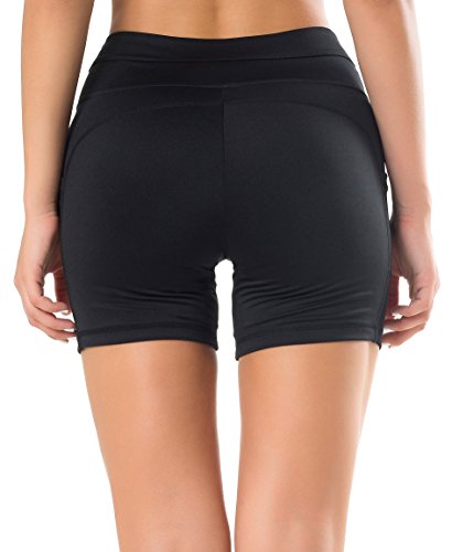 Sudawave - Malla de ciclismo para mujer, pantalones cortos de yoga con bolsillos para deporte, todo el año, Mujer, color Negro , tamaño medium