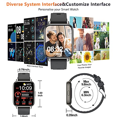 Sudugo Smartwatch, 1,69" Táctil Reloj Inteligente Hombre Mujer, Reloj Deportivo con 24 Modos Deportivos, Pulsómetro, Monitor de Sueño, Podómetro, Pulsera Actividad Impermeable IP67 para iOS Android