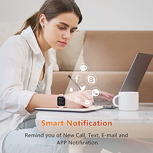 Sudugo Smartwatch Mujer, 1,69" Táctil Completa Reloj Inteligente con Monitor de Sueño, Pulsómetro, Cronómetro, Calorías Podómetro Impermeable IP67 Pulsera Actividad Inteligente para Android iOS, Rosa