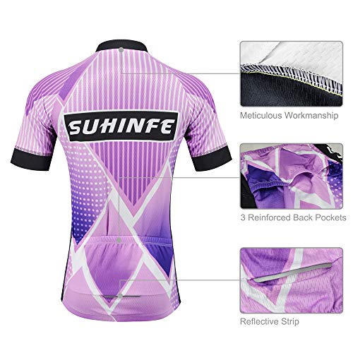 SUHINFE Maillot Ciclismo Mujer Verano, Ctraje Ciclismo y Culotte Ciclismo con 5D Gel Pad para Bicicleta de Carretera y MTB