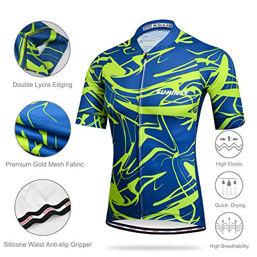 SUHINFE Ropa Ciclismo Hombre Verano, Transpirable y de Secado rápido Maillot Ciclismo y Pculotte Ciclismo con 5D Gel Pad para Bicicleta de Carretera y MTB