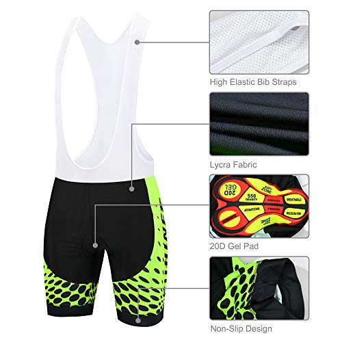 SUHINFE Traje Ciclismo Hombre para Verano, Ciclismo Maillot y Culotte Ciclismo Culote Bicicleta con 5D Gel Pad para Deportes al Aire Libre Ciclo Bicicleta, M