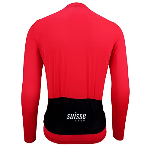 Suisse Blanche. Maillot Ciclismo Manga Larga Hombre (Talla XL, Rojo)