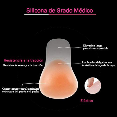 Sujetador Adhesivo Silicona, Copa Invisible Push Up sin Tirantes Nudebra uso en Vestido de Boda, Vestido de Noche, Festivales para Mujer Sostén Cómodo Reutilizable (Copa grande para C,D)