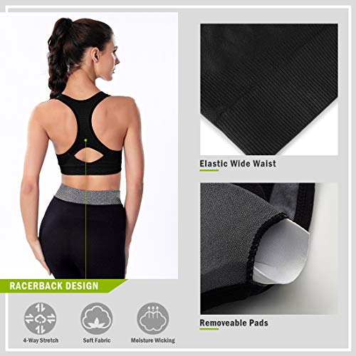 Sujetador Deportivo para Mujer Talla Grande Sujetadores Deportivos Yoga Sport Bra Soporte Bralette Acolchado sin Aros Negro L