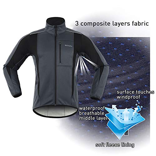 SUKUTU Chaqueta de Ciclismo para Hombre, Impermeable, a Prueba de Viento, Jersey de Bicicleta, Abrigo térmico cálido MTB, Rompevientos