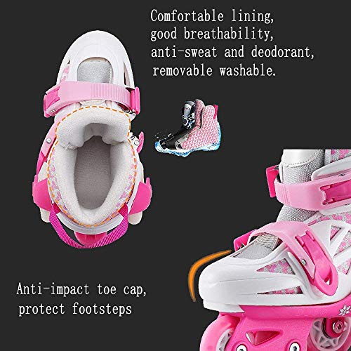 Sumeber Patines en línea para niños, línea Tridimensional con Longitud Variable para niños y niñas, para Exteriores e Interiores (Rosa, XS（27-30）)