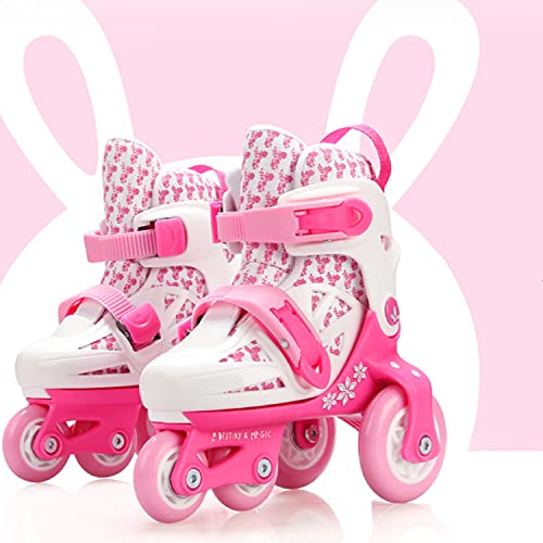 Sumeber Patines en línea para niños, línea Tridimensional con Longitud Variable para niños y niñas, para Exteriores e Interiores (Rosa, XS（27-30）)