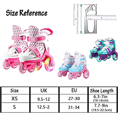 Sumeber Patines en línea para niños, línea Tridimensional con Longitud Variable para niños y niñas, para Exteriores e Interiores (Rosa, XS（27-30）)