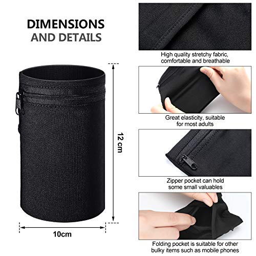 Sumind 2 Carteras de Muñequeras de Bolsillo Monedero de Muñeca Deportivo Negro Cartera de Pulsera con Cremallera Bolsa de Muñeca de Teléfono Celular para Correr, Ciclismo y Deporte al Aire Libre