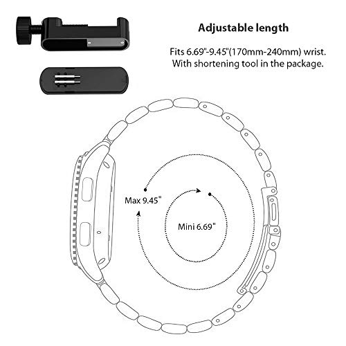 SUNDAREE Compatible con Correa Gear Sport SM-R600,20MM Negro Metal Acero Inoxidable Reemplazo Pulseras Repuesto Smartwatch Band para Samsung Gear Sport SM-R600/Smartwatch GTS Bip/Garmin Venu