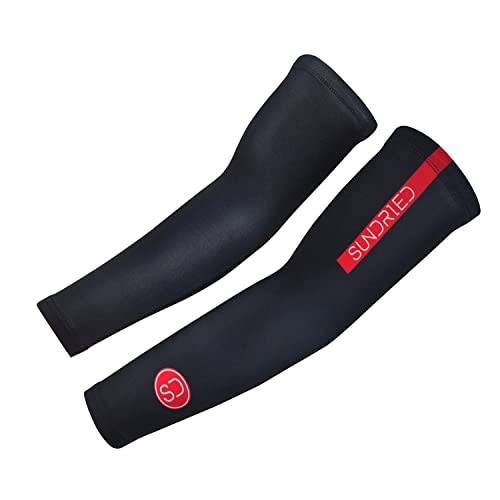 SUNDRIED Calentadores de Ciclo del Brazo de Las Mangas para los Ciclistas Mejor Ciclismo Accesorios y Ropa de Invierno Armwarmers térmicos (Negro, M)