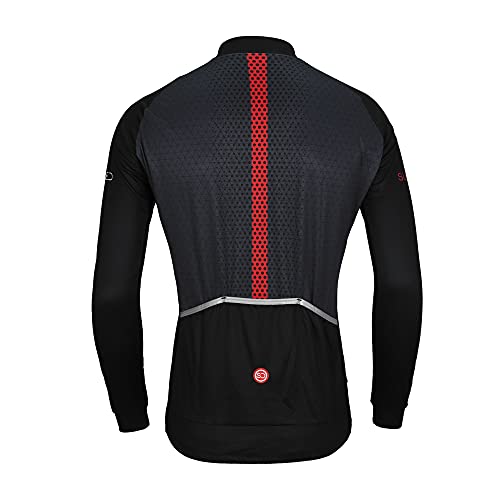 SUNDRIED Camiseta de Ciclismo de Manga Larga para Hombre Camiseta de Ciclismo de Carretera Camiseta de Ciclismo de montaña (Negro, XL)