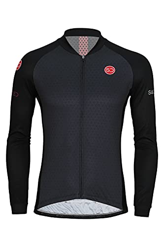 SUNDRIED Camiseta de Ciclismo de Manga Larga para Hombre Camiseta de Ciclismo de Carretera Camiseta de Ciclismo de montaña (Negro, XL)