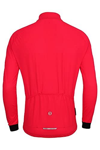 SUNDRIED Camiseta de Ciclismo de Manga Larga para Hombre (Rojo, M)