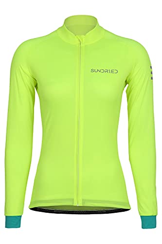 SUNDRIED Camiseta de Ciclismo de Manga Larga para Mujer (Verde, M)