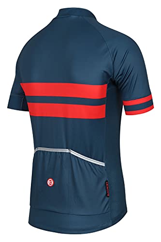 SUNDRIED Camiseta de Manga Corta de Ciclo Jersey Retro Bici del Camino de Bicicletas de montaña Top Hombres (Azul, L)