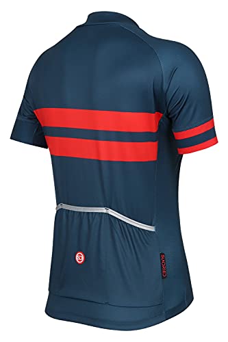 SUNDRIED Camiseta de Manga Corta de Ciclo Jersey Retro Bici del Camino señoras Superiores de Bicicletas de montaña de Las Mujeres (Azul, L)
