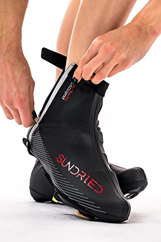 SUNDRIED ciclismo Overshoes mejores para el verano de invierno impermeable Overshoes la bici del camino de MTB de aluminio de ciclo Accesorios (Negro, S)