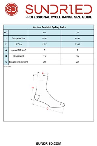 SUNDRIED Ciclo Calcetines del Tobillo Negro Altura Pro Bici del Camino de MTB Calcetines (L/XL)